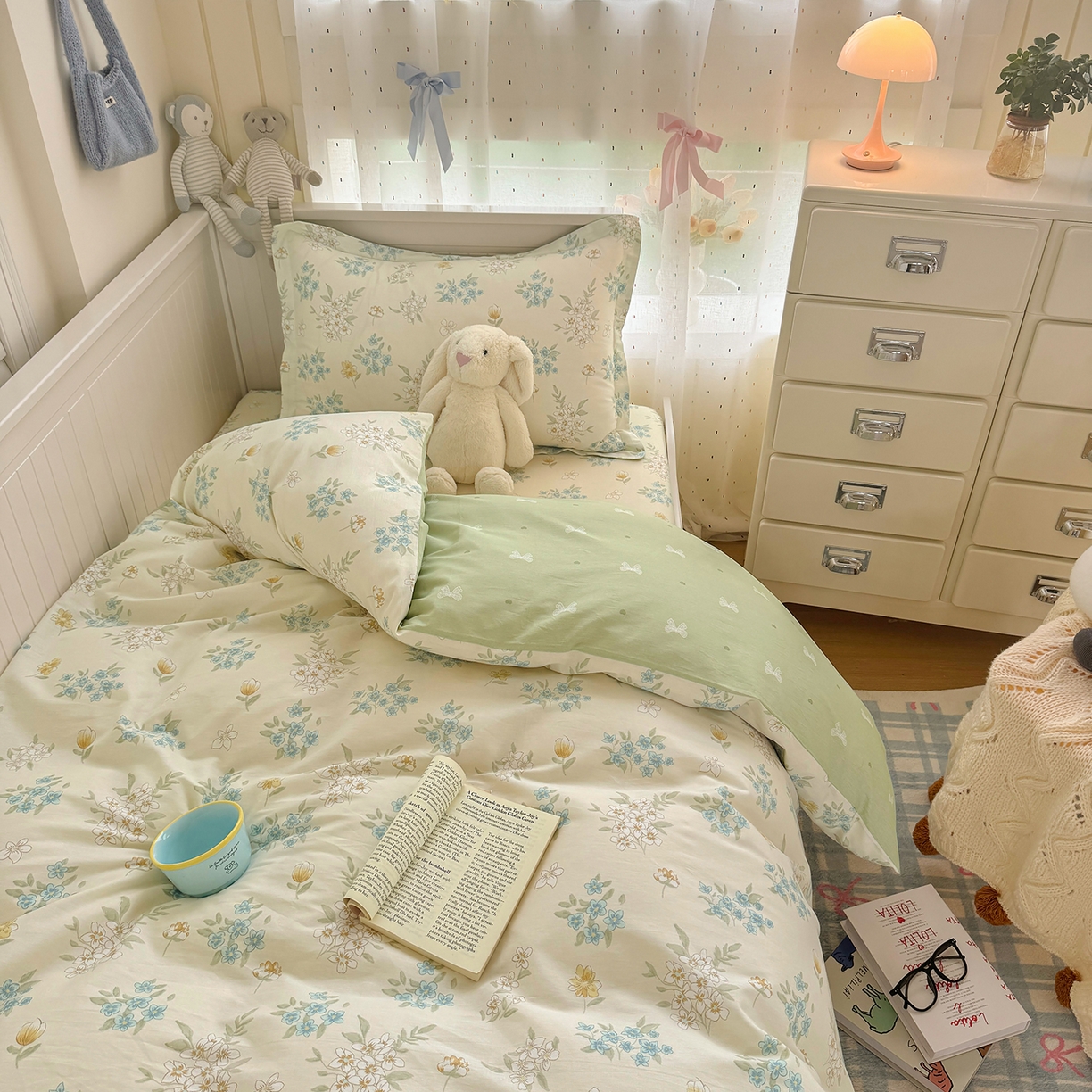 91家纺网 家纺一手货源 找家纺 尚帛 2026新款全棉品质喷气印花爆款四件套 多规格套件 单品系列-四件套学生款 春漫庭