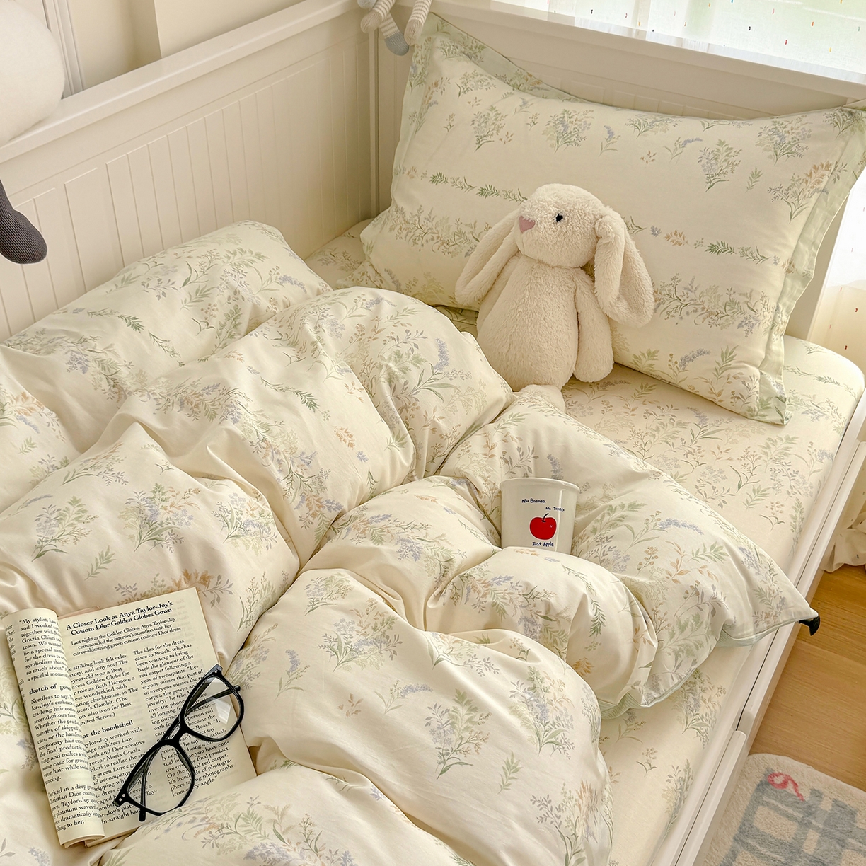 91家纺网 家纺一手货源 找家纺 尚帛 2026新款全棉品质喷气印花爆款四件套 多规格套件 单品系列-四件套学生款 丛草集