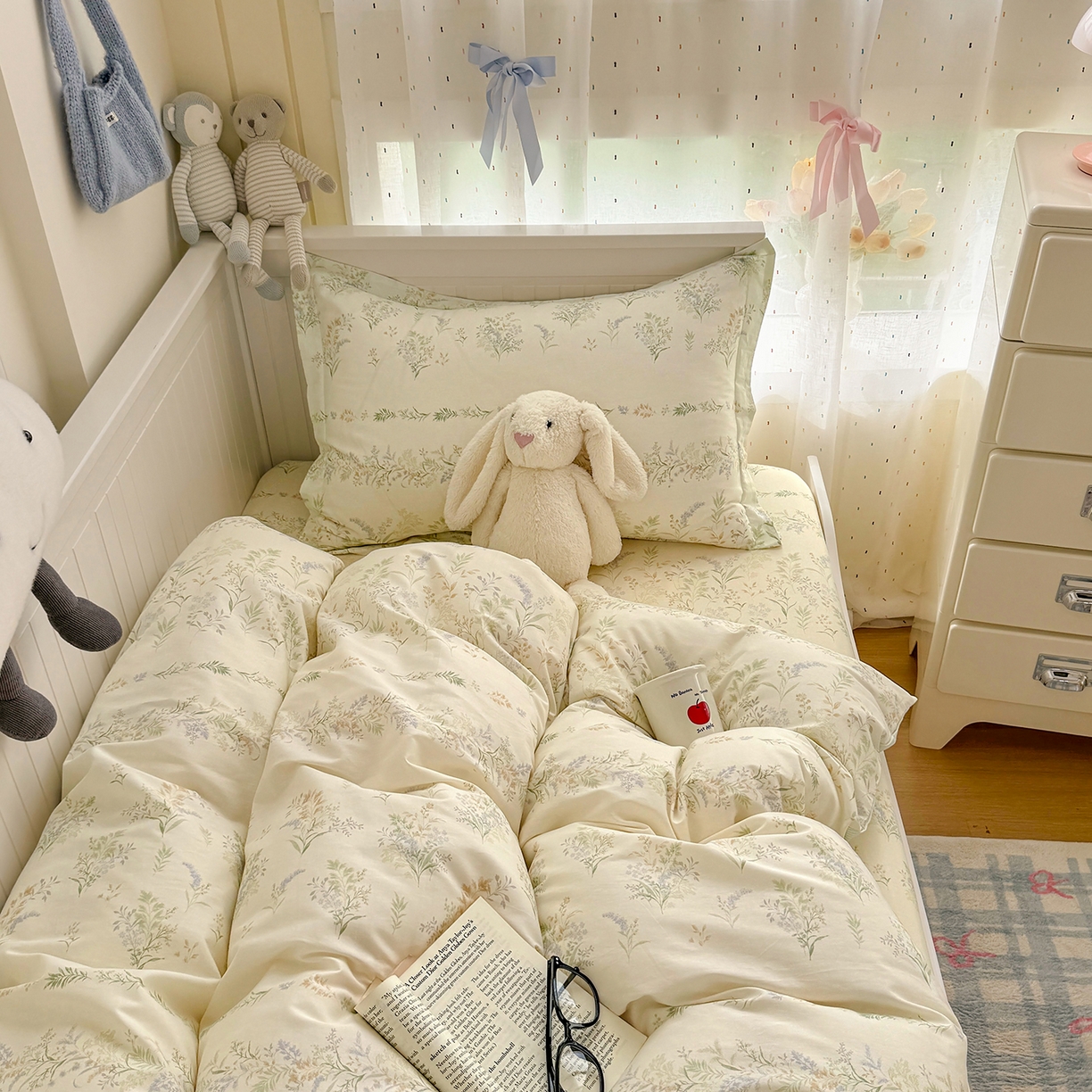 91家纺网 家纺一手货源 找家纺 尚帛 2026新款全棉品质喷气印花爆款四件套 多规格套件 单品系列-四件套学生款 丛草集