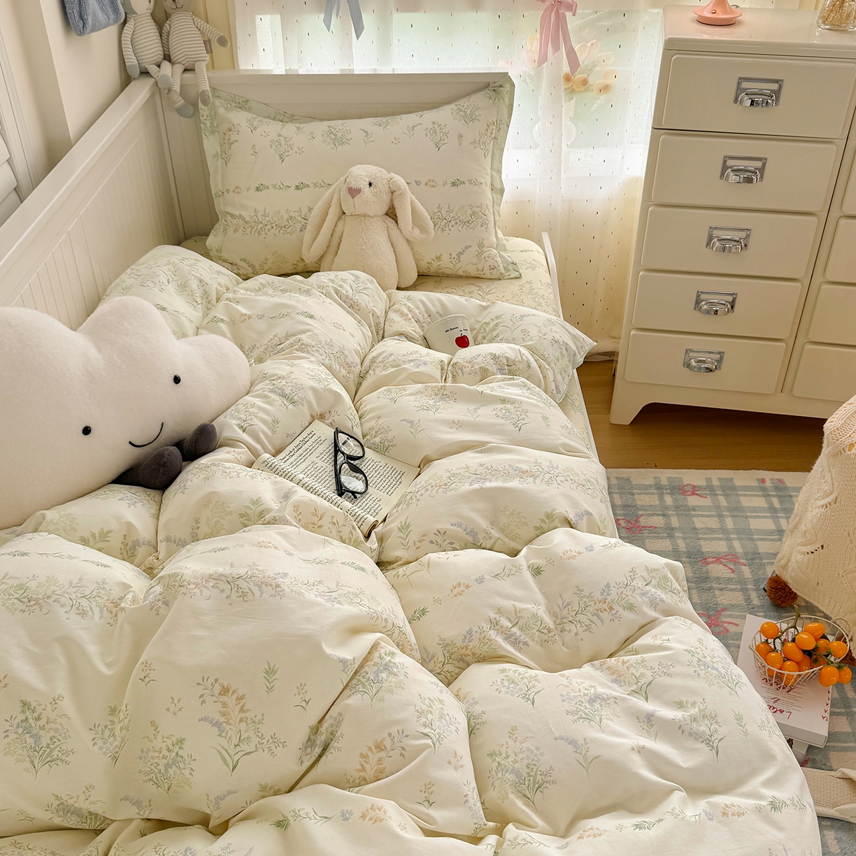 91家纺网 家纺一手货源 找家纺 尚帛 2026新款全棉品质喷气印花爆款四件套 多规格套件 单品系列-四件套学生款 丛草集