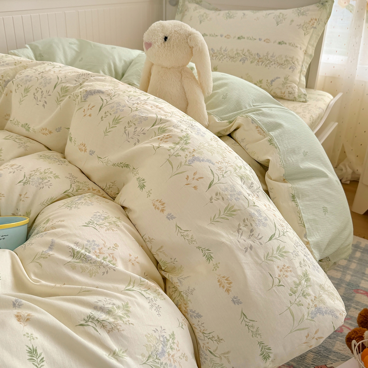 91家纺网 家纺一手货源 找家纺 尚帛 2026新款全棉品质喷气印花爆款四件套 多规格套件 单品系列-四件套学生款 丛草集