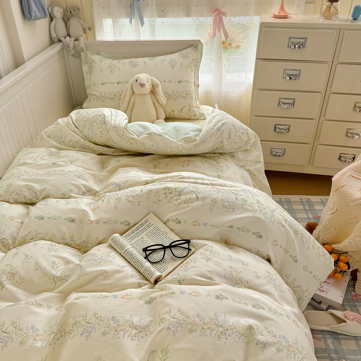 91家纺网 家纺一手货源 找家纺 尚帛 2026新款全棉品质喷气印花爆款四件套 多规格套件 单品系列-四件套学生款 丛草集