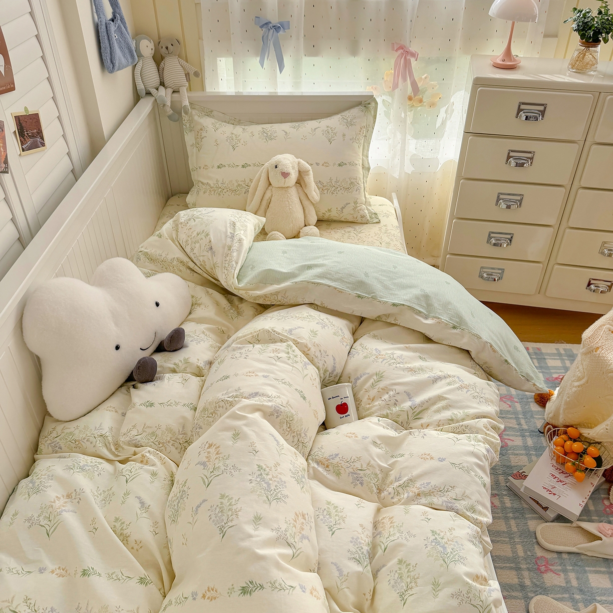 91家纺网 家纺一手货源 找家纺 尚帛 2026新款全棉品质喷气印花爆款四件套 多规格套件 单品系列-四件套学生款 丛草集