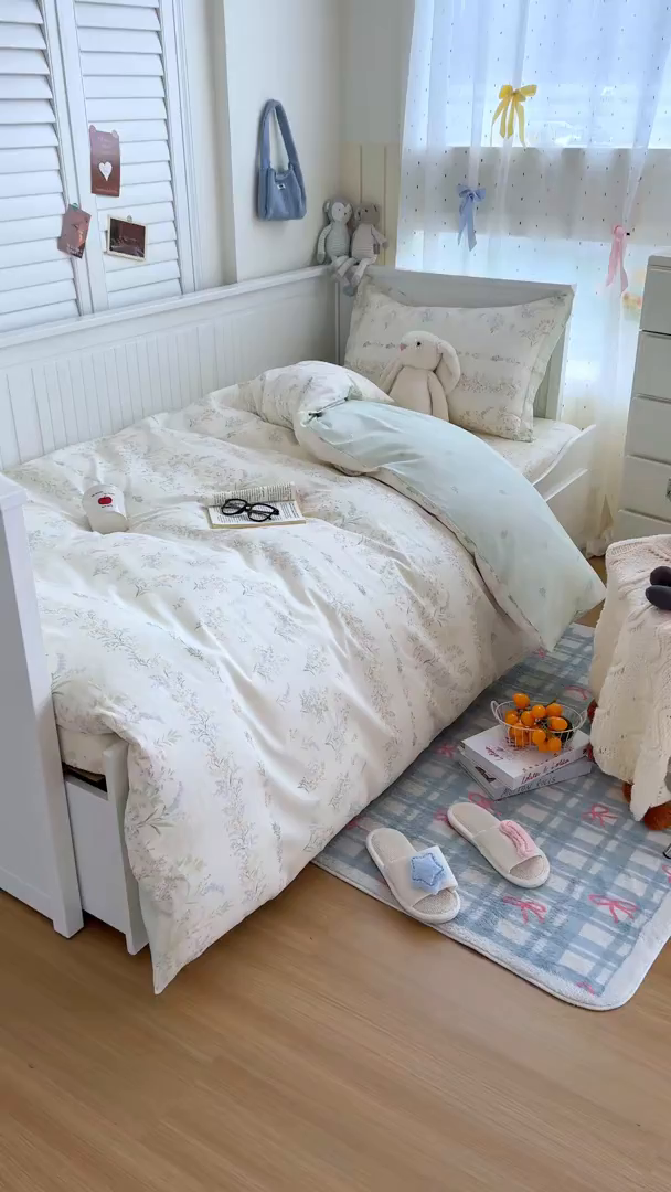 91家纺网 家纺一手货源 找家纺 尚帛 2026新款全棉品质喷气印花爆款四件套 多规格套件 单品系列-四件套学生款 丛草集