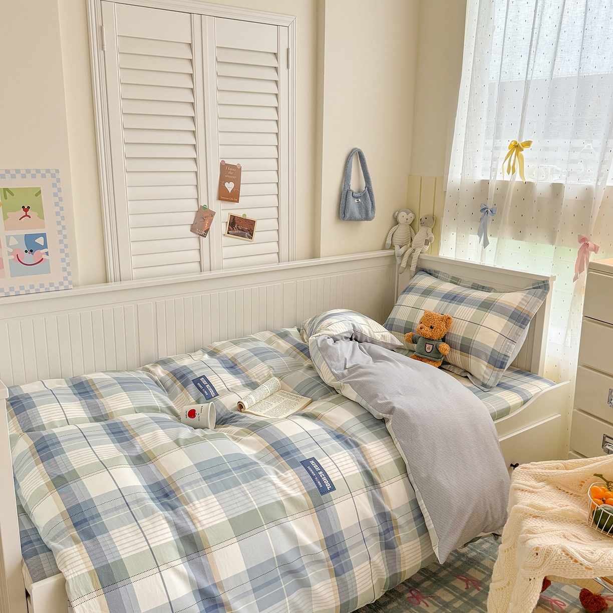 91家纺网 家纺一手货源 找家纺 尚帛 2026新款全棉品质喷气印花爆款四件套 多规格套件 单品系列-四件套学生款 格兰德-蓝