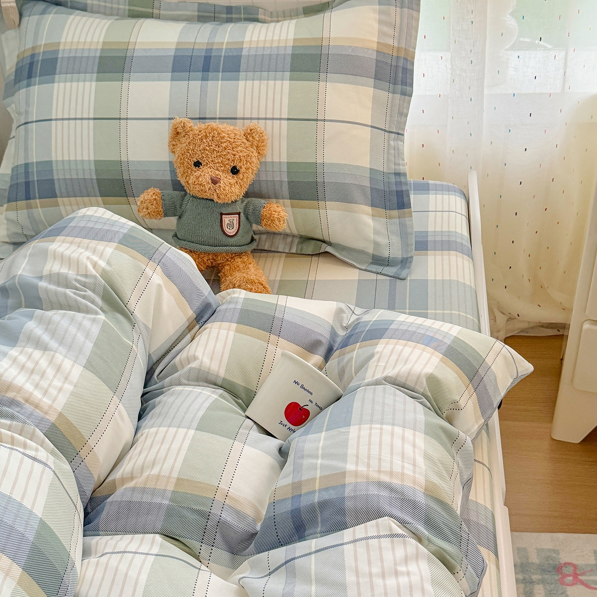 91家纺网 家纺一手货源 找家纺 尚帛 2026新款全棉品质喷气印花爆款四件套 多规格套件 单品系列-四件套学生款 格兰德-蓝