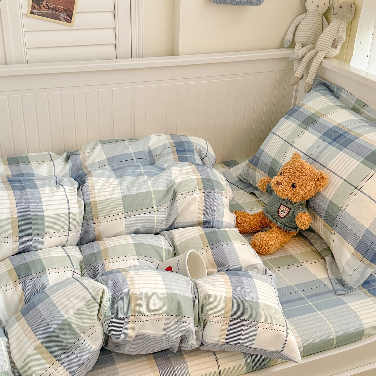 91家纺网 家纺一手货源 找家纺 尚帛 2026新款全棉品质喷气印花爆款四件套 多规格套件 单品系列-四件套学生款 格兰德-蓝