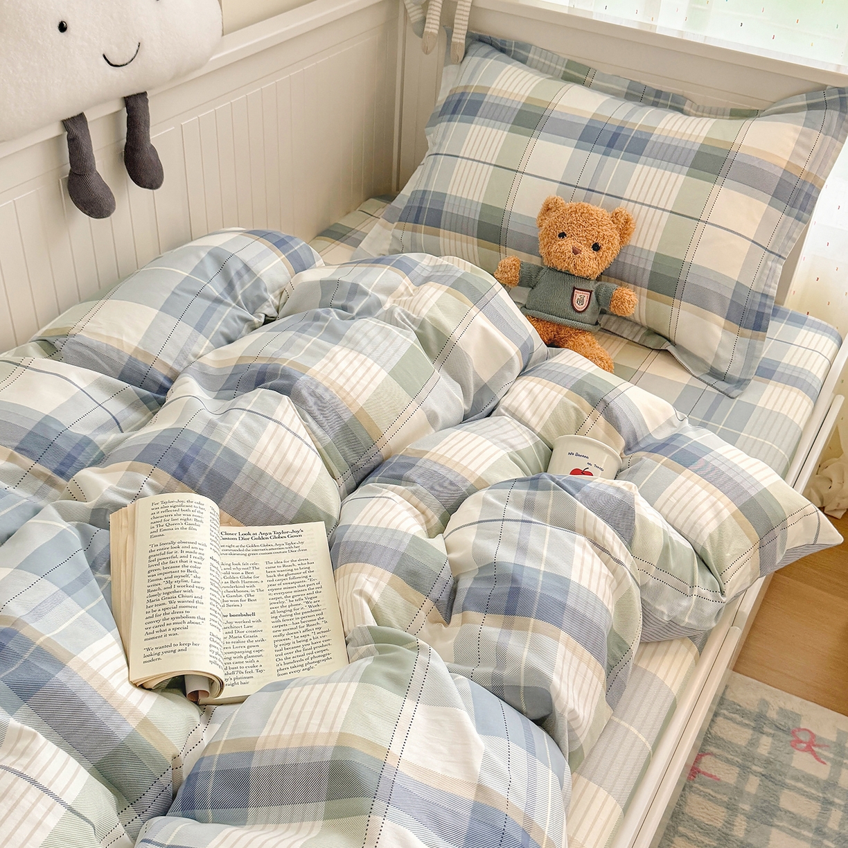 91家纺网 家纺一手货源 找家纺 尚帛 2026新款全棉品质喷气印花爆款四件套 多规格套件 单品系列-四件套学生款 格兰德-蓝