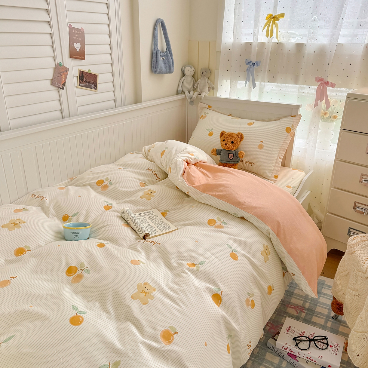 尚帛 2026新款全棉品质喷气印花爆款四件套 多规格套件 单品系列-四件套学生款 欢乐碰碰熊