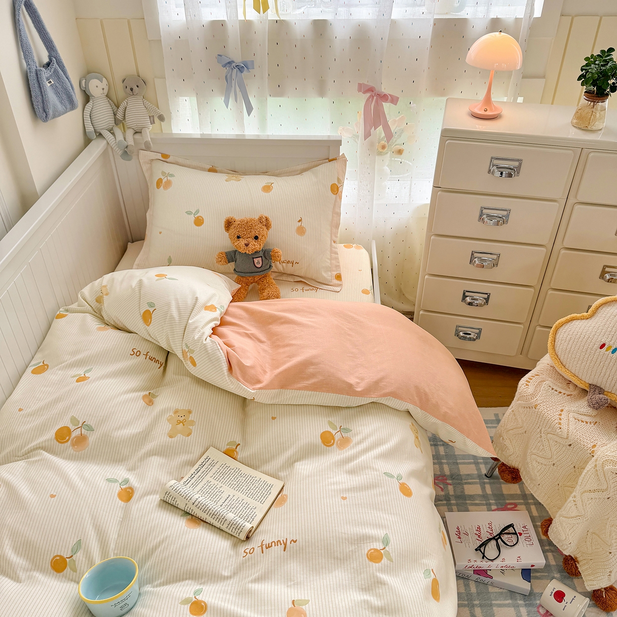 91家纺网 家纺一手货源 找家纺 尚帛 2026新款全棉品质喷气印花爆款四件套 多规格套件 单品系列-四件套学生款 欢乐碰碰熊