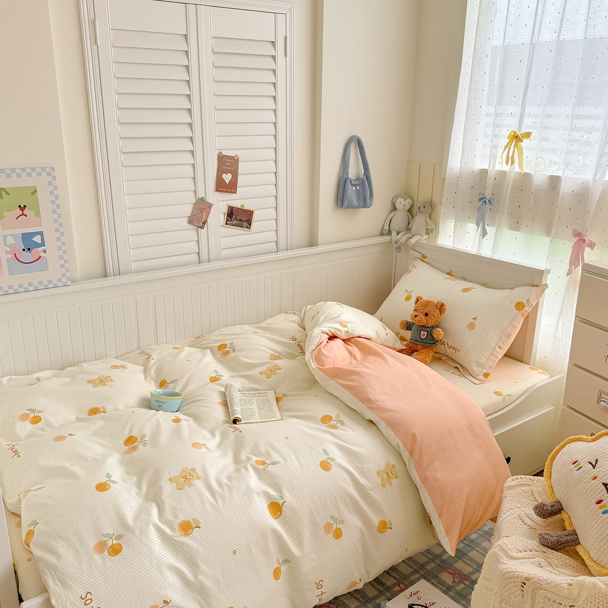 91家纺网 家纺一手货源 找家纺 尚帛 2026新款全棉品质喷气印花爆款四件套 多规格套件 单品系列-四件套学生款 欢乐碰碰熊