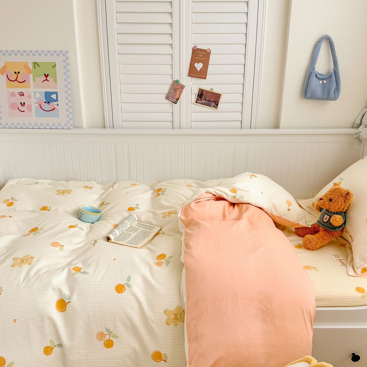 91家纺网 家纺一手货源 找家纺 尚帛 2026新款全棉品质喷气印花爆款四件套 多规格套件 单品系列-四件套学生款 欢乐碰碰熊