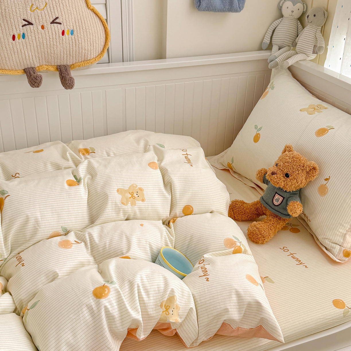 91家纺网 家纺一手货源 找家纺 尚帛 2026新款全棉品质喷气印花爆款四件套 多规格套件 单品系列-四件套学生款 欢乐碰碰熊