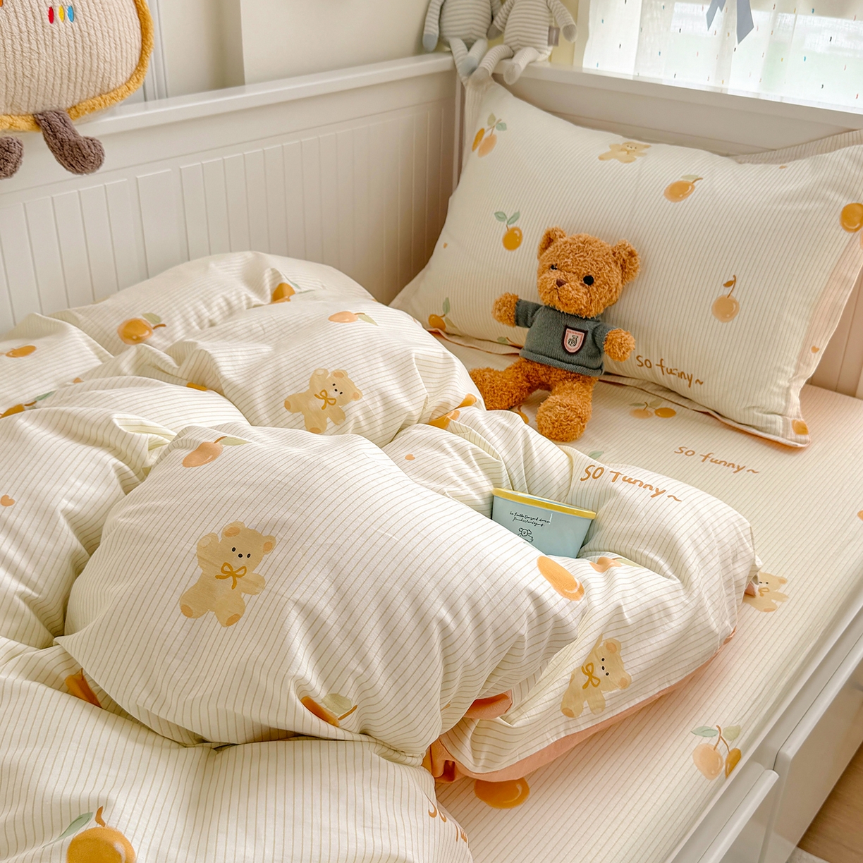 91家纺网 家纺一手货源 找家纺 尚帛 2026新款全棉品质喷气印花爆款四件套 多规格套件 单品系列-四件套学生款 欢乐碰碰熊