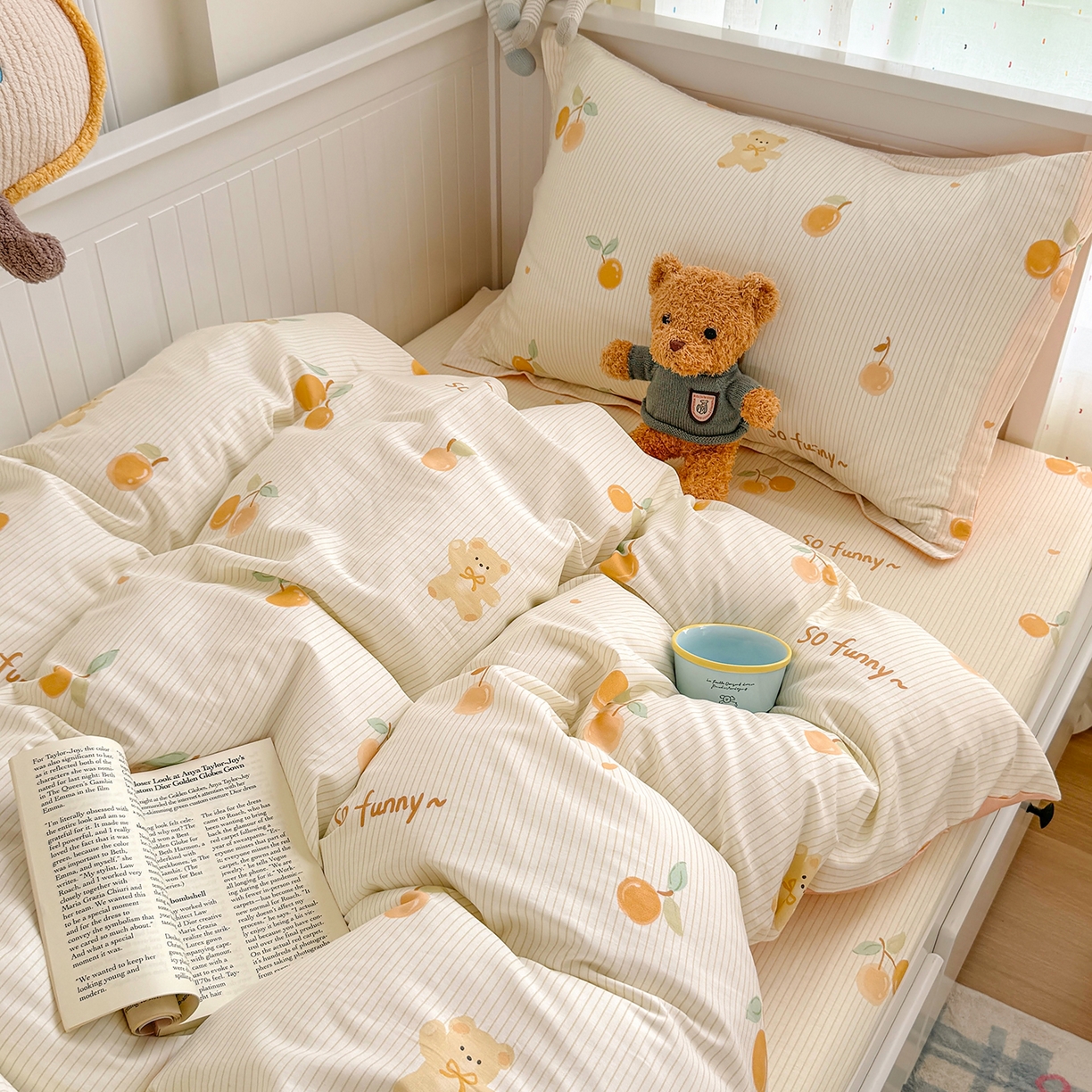 91家纺网 家纺一手货源 找家纺 尚帛 2026新款全棉品质喷气印花爆款四件套 多规格套件 单品系列-四件套学生款 欢乐碰碰熊