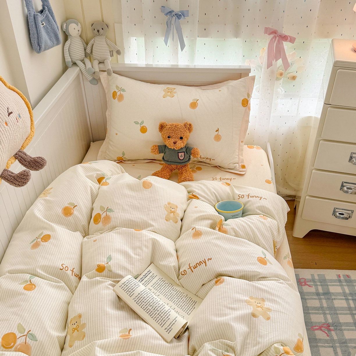 91家纺网 家纺一手货源 找家纺 尚帛 2026新款全棉品质喷气印花爆款四件套 多规格套件 单品系列-四件套学生款 欢乐碰碰熊