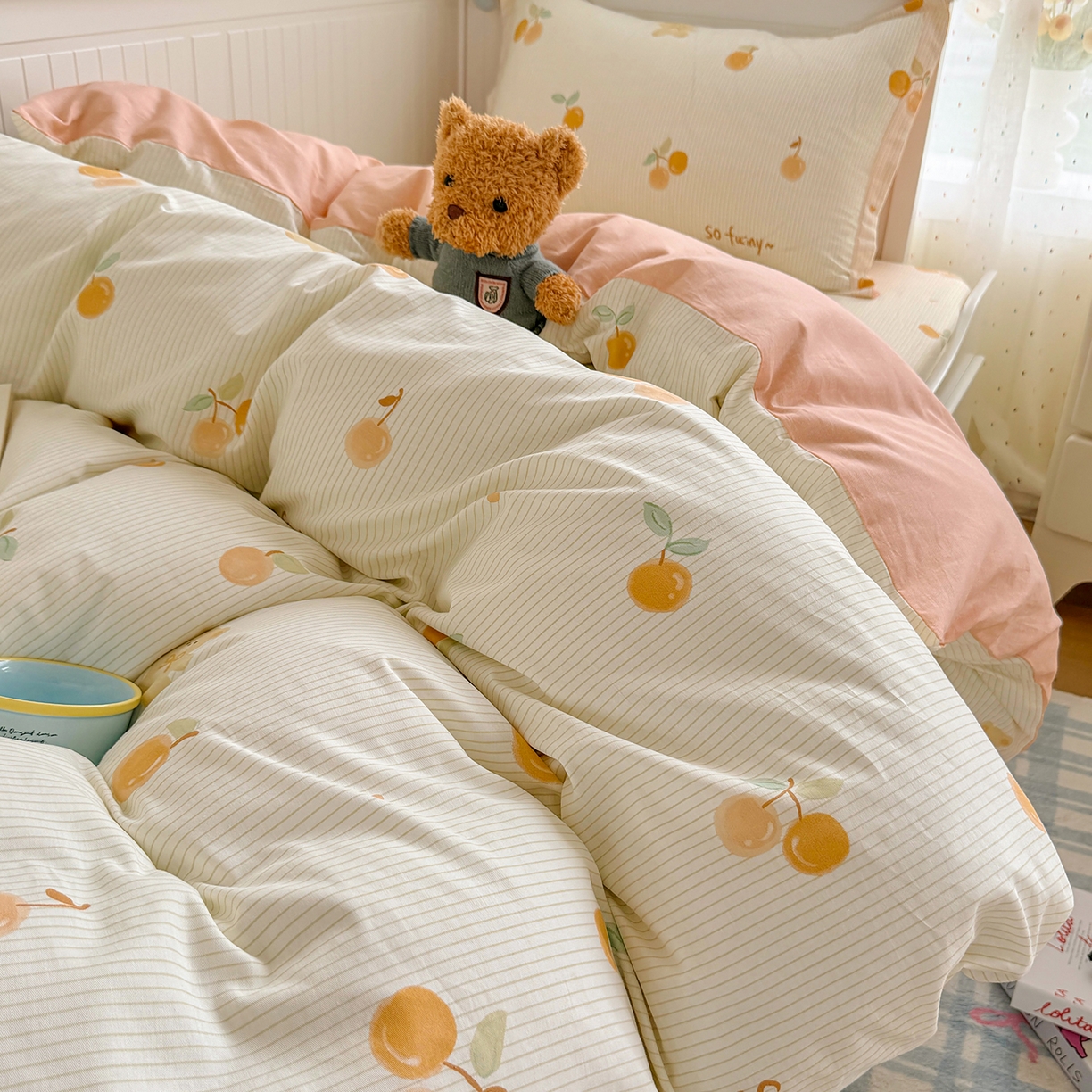 91家纺网 家纺一手货源 找家纺 尚帛 2026新款全棉品质喷气印花爆款四件套 多规格套件 单品系列-四件套学生款 欢乐碰碰熊