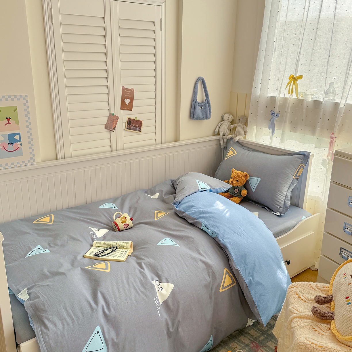 91家纺网 家纺一手货源 找家纺 尚帛 2026新款全棉品质喷气印花爆款四件套 多规格套件 单品系列-四件套学生款 吉米