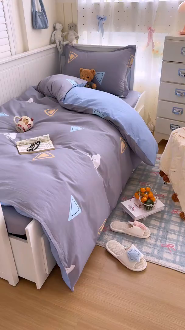 91家纺网 家纺一手货源 找家纺 尚帛 2026新款全棉品质喷气印花爆款四件套 多规格套件 单品系列-四件套学生款 吉米