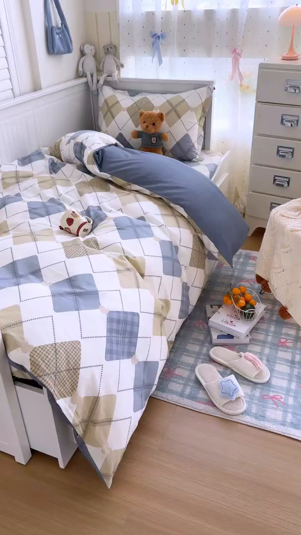 91家纺网 家纺一手货源 找家纺 尚帛 2026新款全棉品质喷气印花爆款四件套 多规格套件 单品系列-四件套学生款 佳丽斯