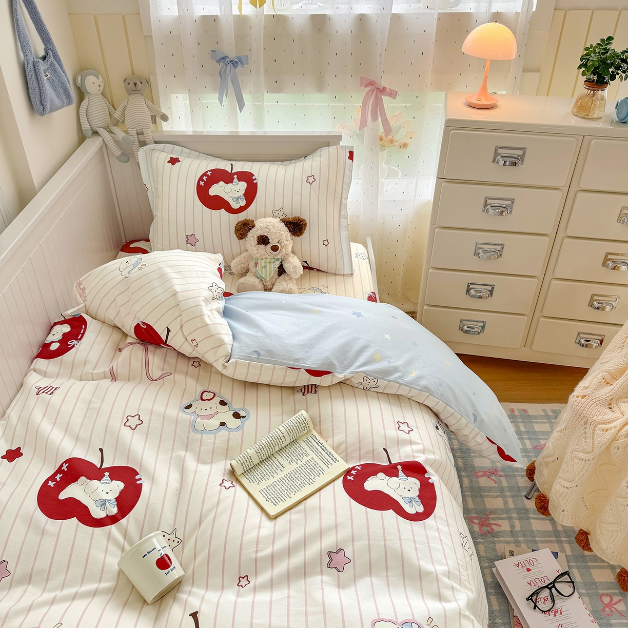 91家纺网 家纺一手货源 找家纺 尚帛 2026新款全棉品质喷气印花爆款四件套 多规格套件 单品系列-四件套学生款 派对柯基