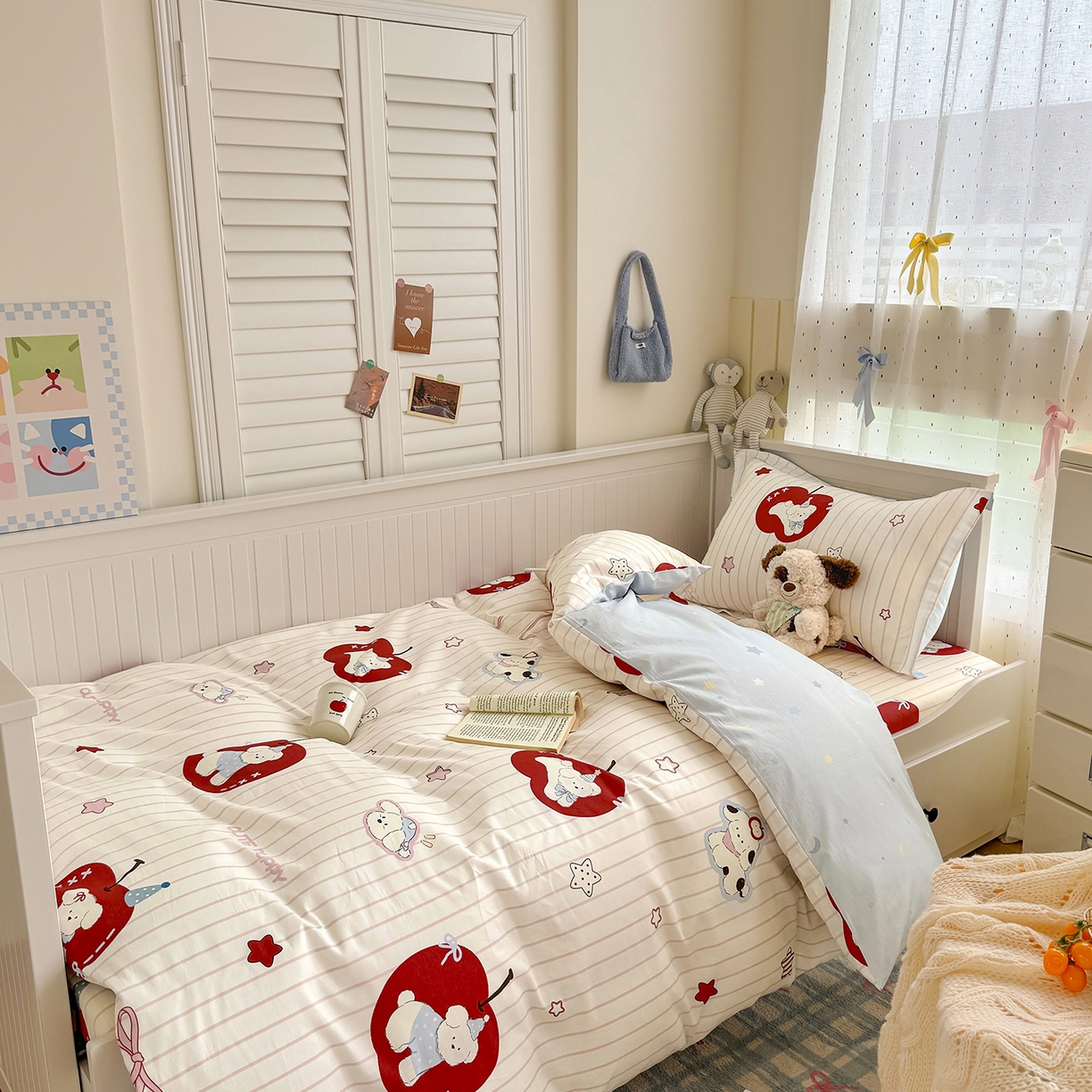 91家纺网 家纺一手货源 找家纺 尚帛 2026新款全棉品质喷气印花爆款四件套 多规格套件 单品系列-四件套学生款 派对柯基