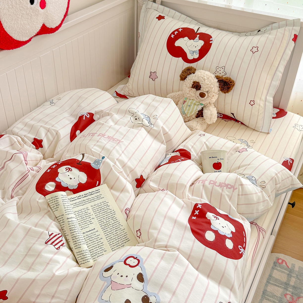 91家纺网 家纺一手货源 找家纺 尚帛 2026新款全棉品质喷气印花爆款四件套 多规格套件 单品系列-四件套学生款 派对柯基