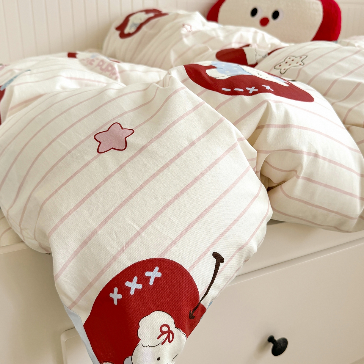 91家纺网 家纺一手货源 找家纺 尚帛 2026新款全棉品质喷气印花爆款四件套 多规格套件 单品系列-四件套学生款 派对柯基