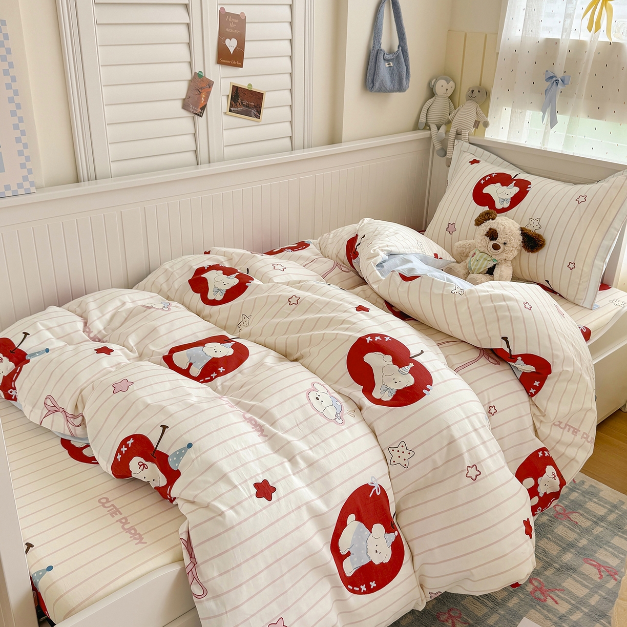 91家纺网 家纺一手货源 找家纺 尚帛 2026新款全棉品质喷气印花爆款四件套 多规格套件 单品系列-四件套学生款 派对柯基