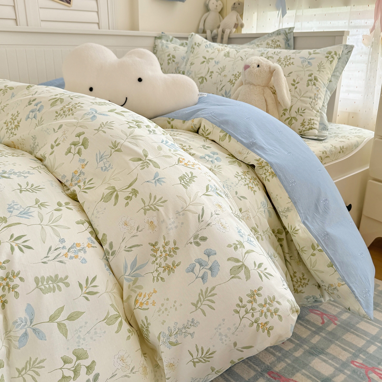 91家纺网 家纺一手货源 找家纺 尚帛 2026新款全棉品质喷气印花爆款四件套 多规格套件 单品系列-四件套学生款 浅草繁花