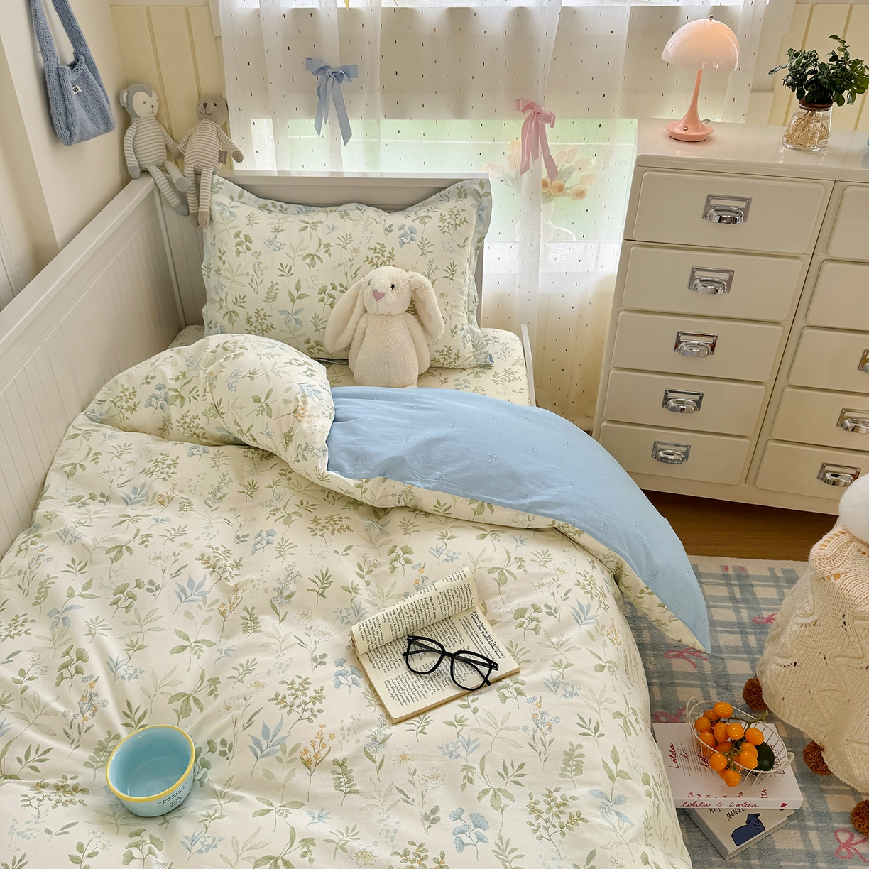 91家纺网 家纺一手货源 找家纺 尚帛 2026新款全棉品质喷气印花爆款四件套 多规格套件 单品系列-四件套学生款 浅草繁花