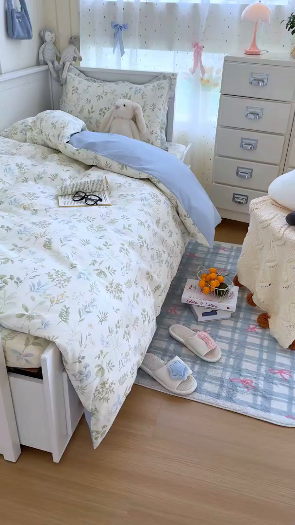 91家纺网 家纺一手货源 找家纺 尚帛 2026新款全棉品质喷气印花爆款四件套 多规格套件 单品系列-四件套学生款 浅草繁花