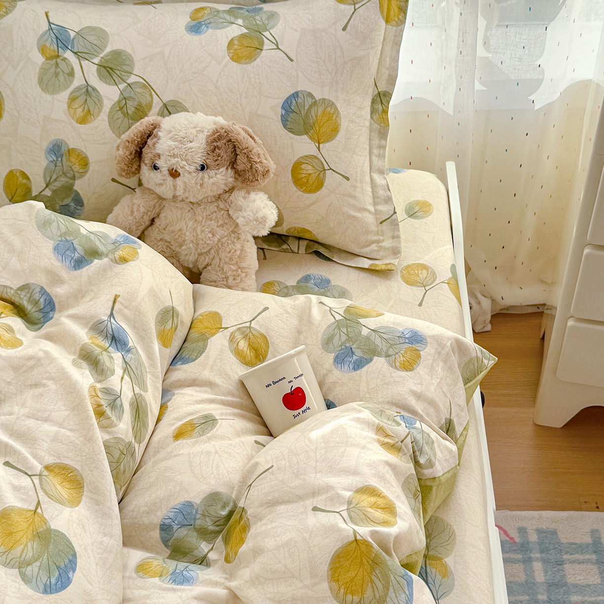 91家纺网 家纺一手货源 找家纺 尚帛 2026新款全棉品质喷气印花爆款四件套 多规格套件 单品系列-四件套学生款 秋飘铃