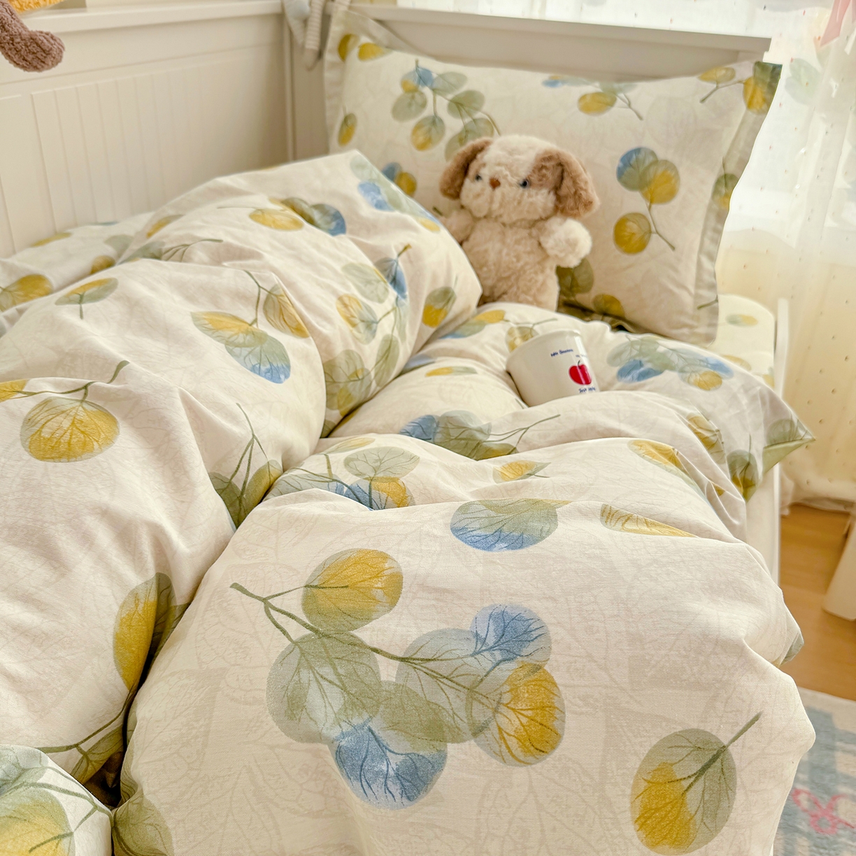 91家纺网 家纺一手货源 找家纺 尚帛 2026新款全棉品质喷气印花爆款四件套 多规格套件 单品系列-四件套学生款 秋飘铃