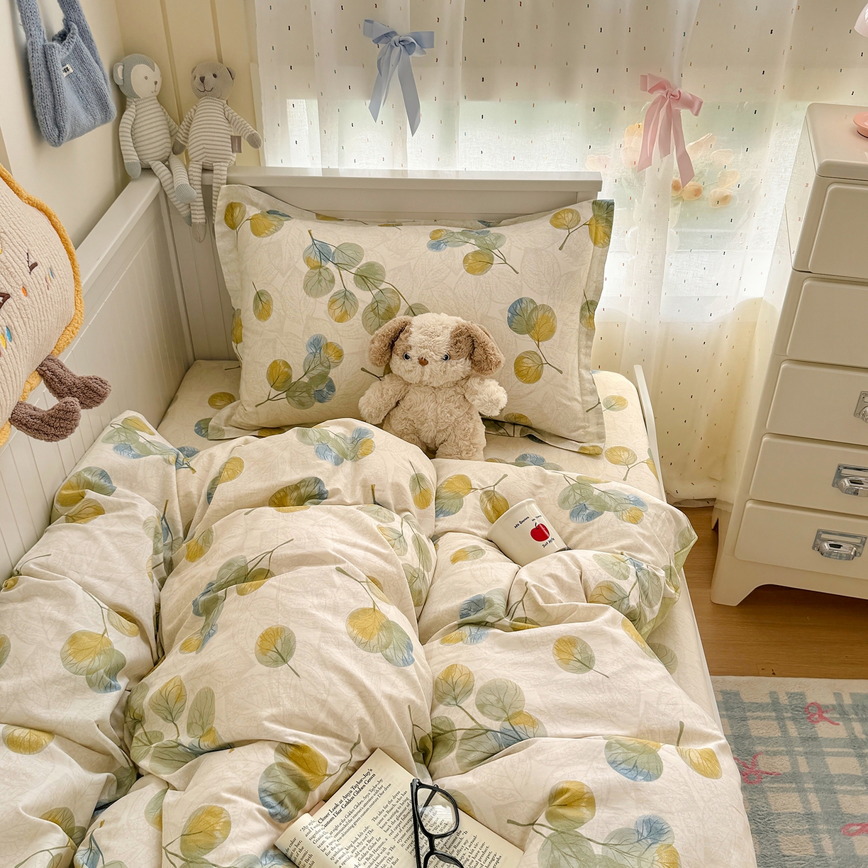 91家纺网 家纺一手货源 找家纺 尚帛 2026新款全棉品质喷气印花爆款四件套 多规格套件 单品系列-四件套学生款 秋飘铃