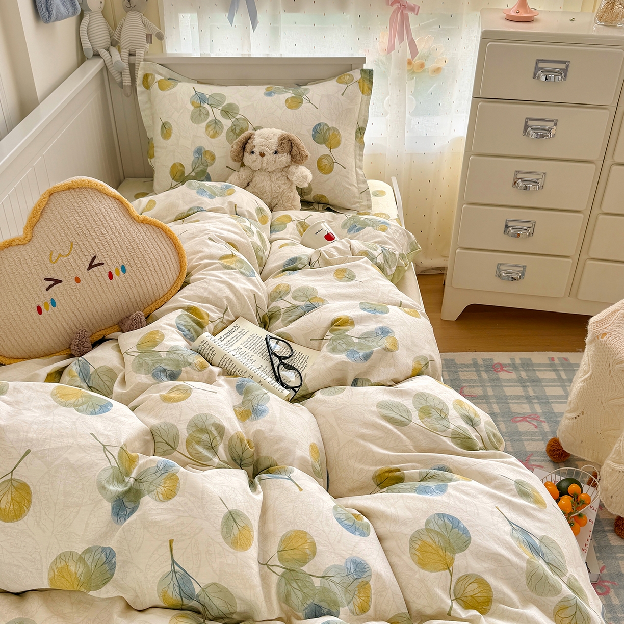 91家纺网 家纺一手货源 找家纺 尚帛 2026新款全棉品质喷气印花爆款四件套 多规格套件 单品系列-四件套学生款 秋飘铃