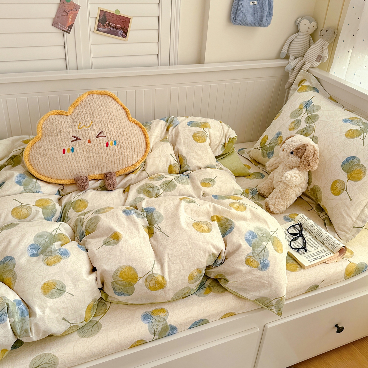 91家纺网 家纺一手货源 找家纺 尚帛 2026新款全棉品质喷气印花爆款四件套 多规格套件 单品系列-四件套学生款 秋飘铃