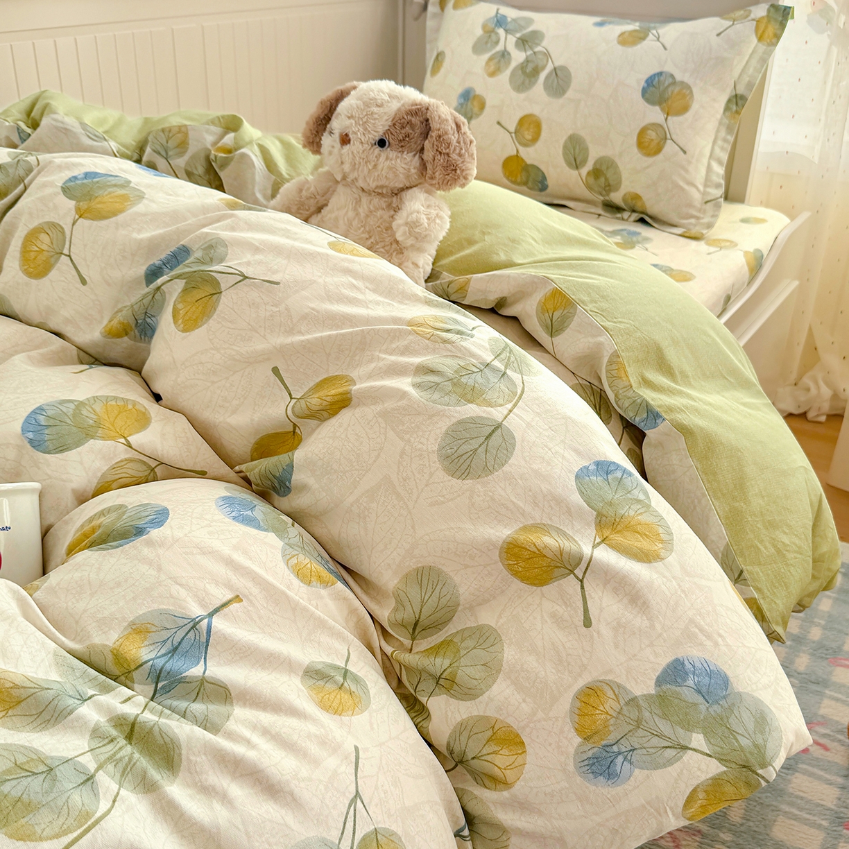 91家纺网 家纺一手货源 找家纺 尚帛 2026新款全棉品质喷气印花爆款四件套 多规格套件 单品系列-四件套学生款 秋飘铃