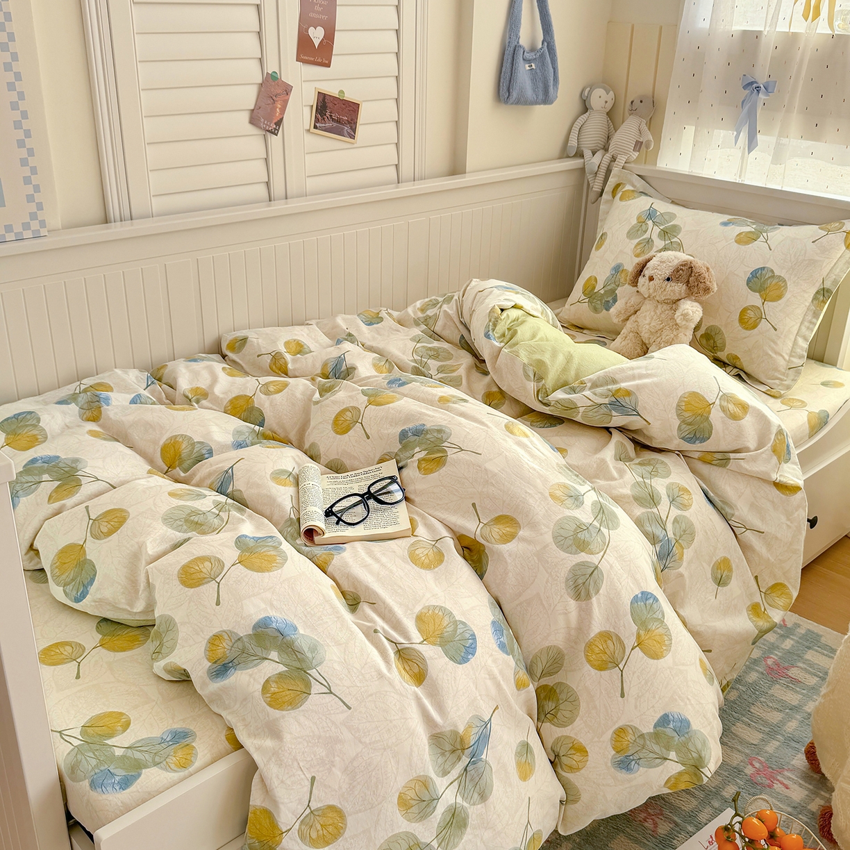 91家纺网 家纺一手货源 找家纺 尚帛 2026新款全棉品质喷气印花爆款四件套 多规格套件 单品系列-四件套学生款 秋飘铃