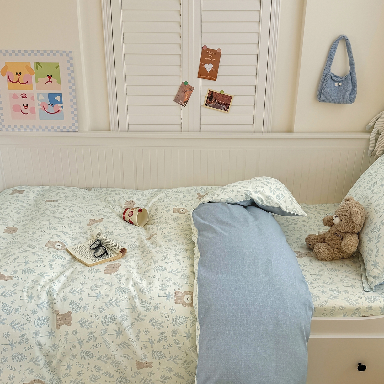 91家纺网 家纺一手货源 找家纺 尚帛 2026新款全棉品质喷气印花爆款四件套 多规格套件 单品系列-四件套学生款 森林小镇-兰