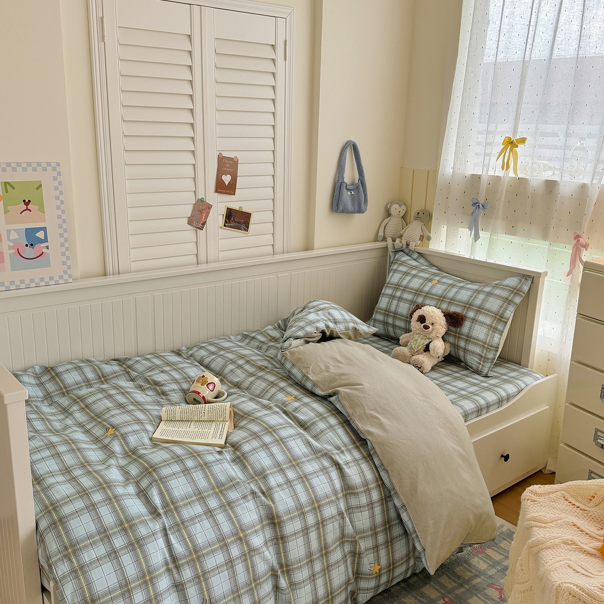 91家纺网 家纺一手货源 找家纺 尚帛 2026新款全棉品质喷气印花爆款四件套 多规格套件 单品系列-四件套学生款 闪耀的星