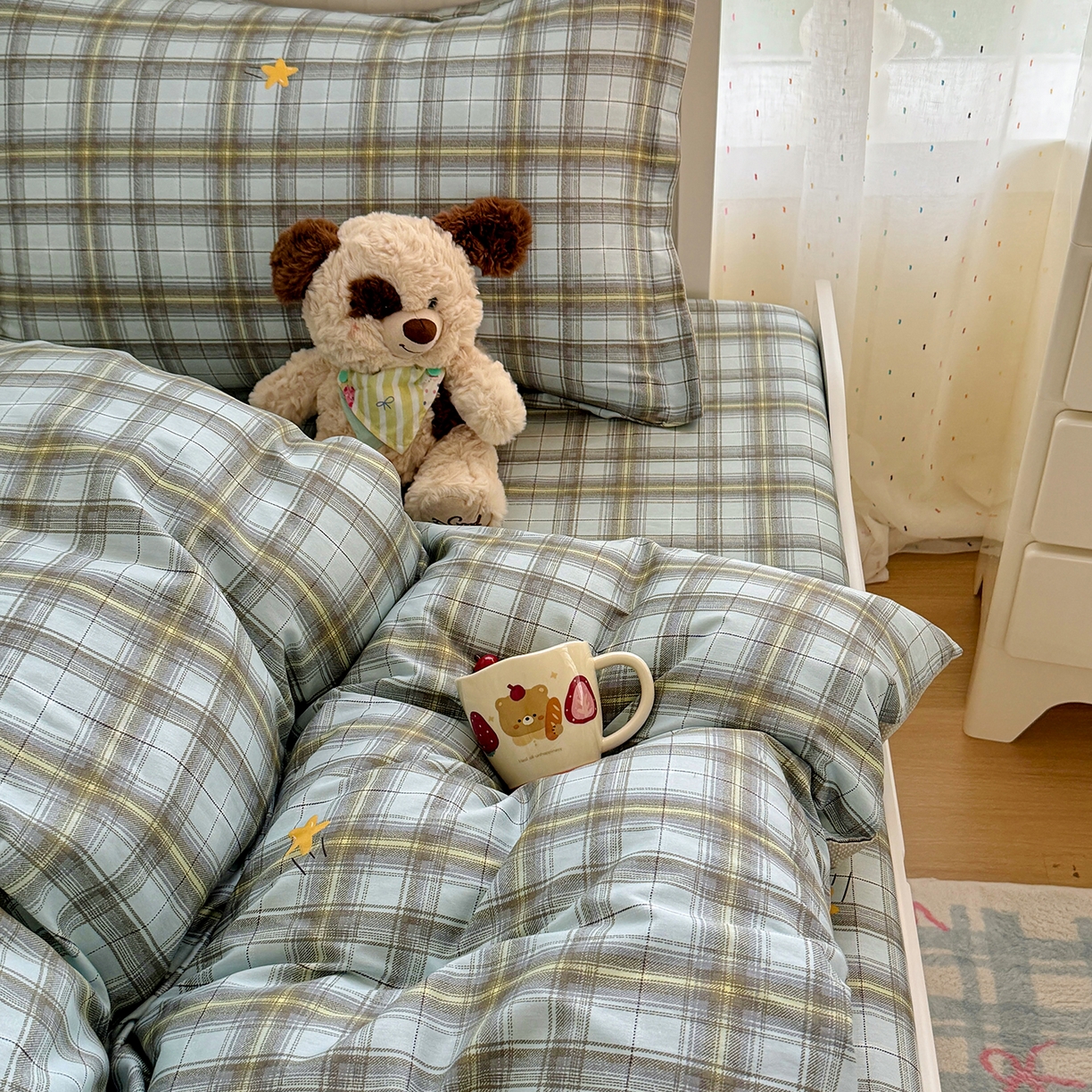 91家纺网 家纺一手货源 找家纺 尚帛 2026新款全棉品质喷气印花爆款四件套 多规格套件 单品系列-四件套学生款 闪耀的星