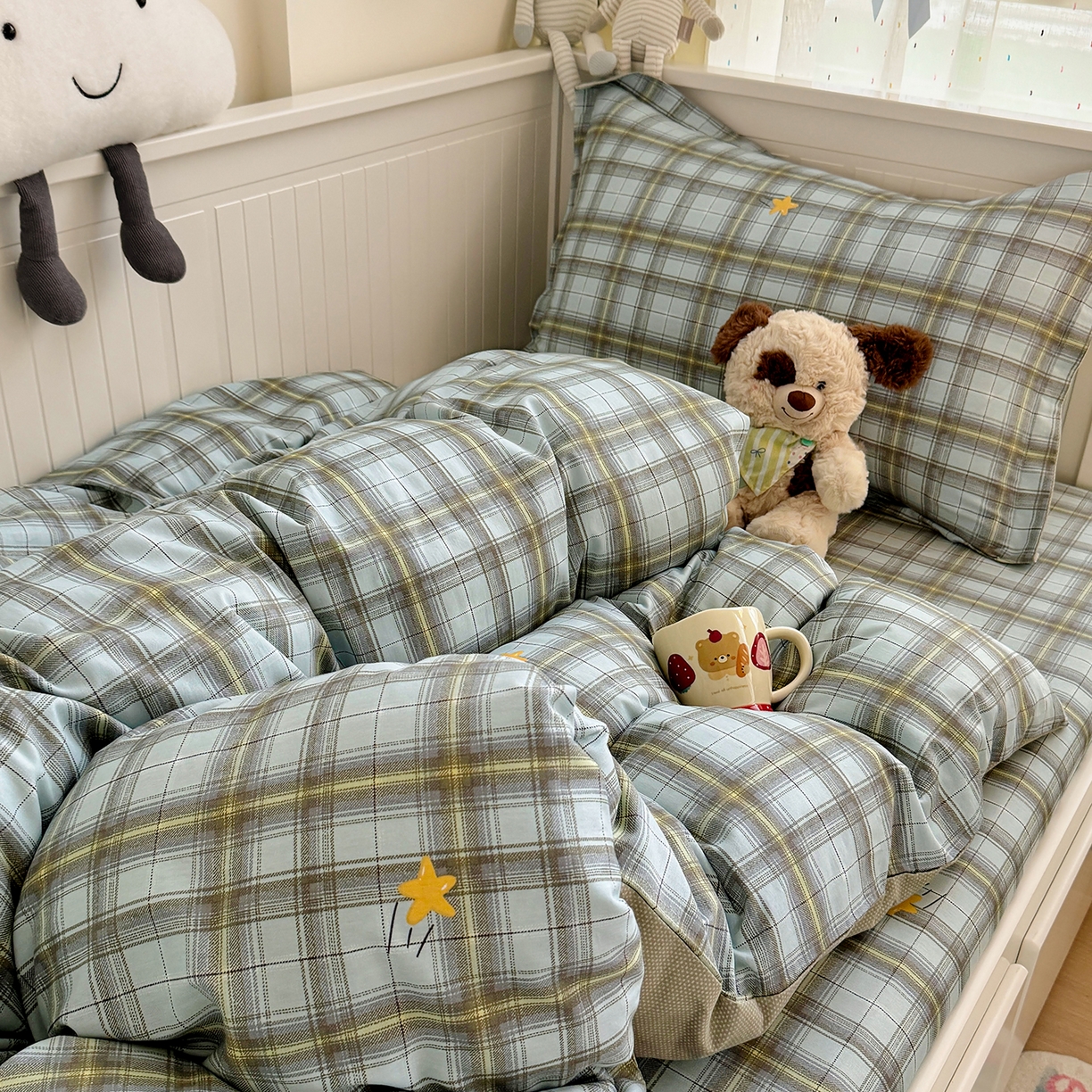 91家纺网 家纺一手货源 找家纺 尚帛 2026新款全棉品质喷气印花爆款四件套 多规格套件 单品系列-四件套学生款 闪耀的星