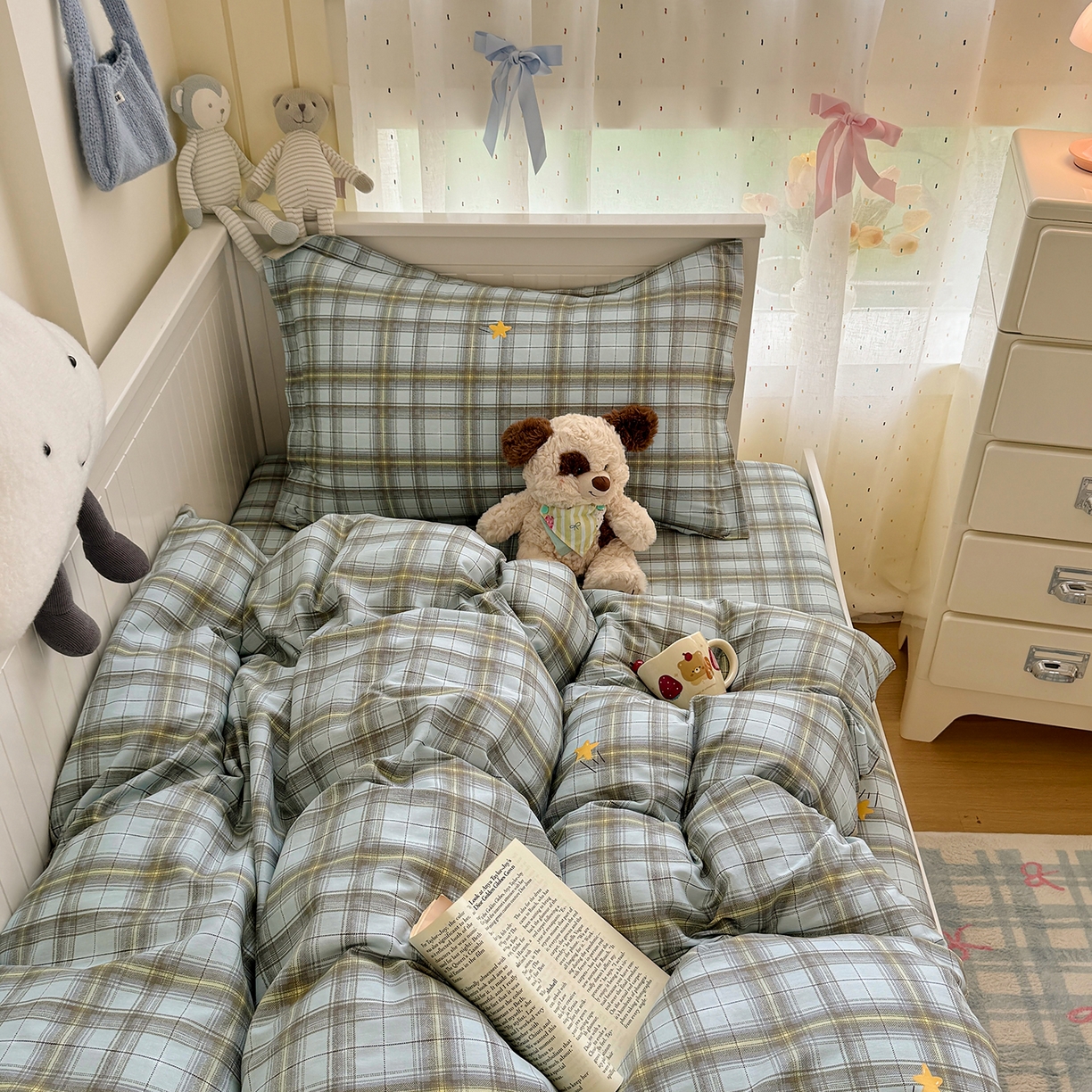 91家纺网 家纺一手货源 找家纺 尚帛 2026新款全棉品质喷气印花爆款四件套 多规格套件 单品系列-四件套学生款 闪耀的星