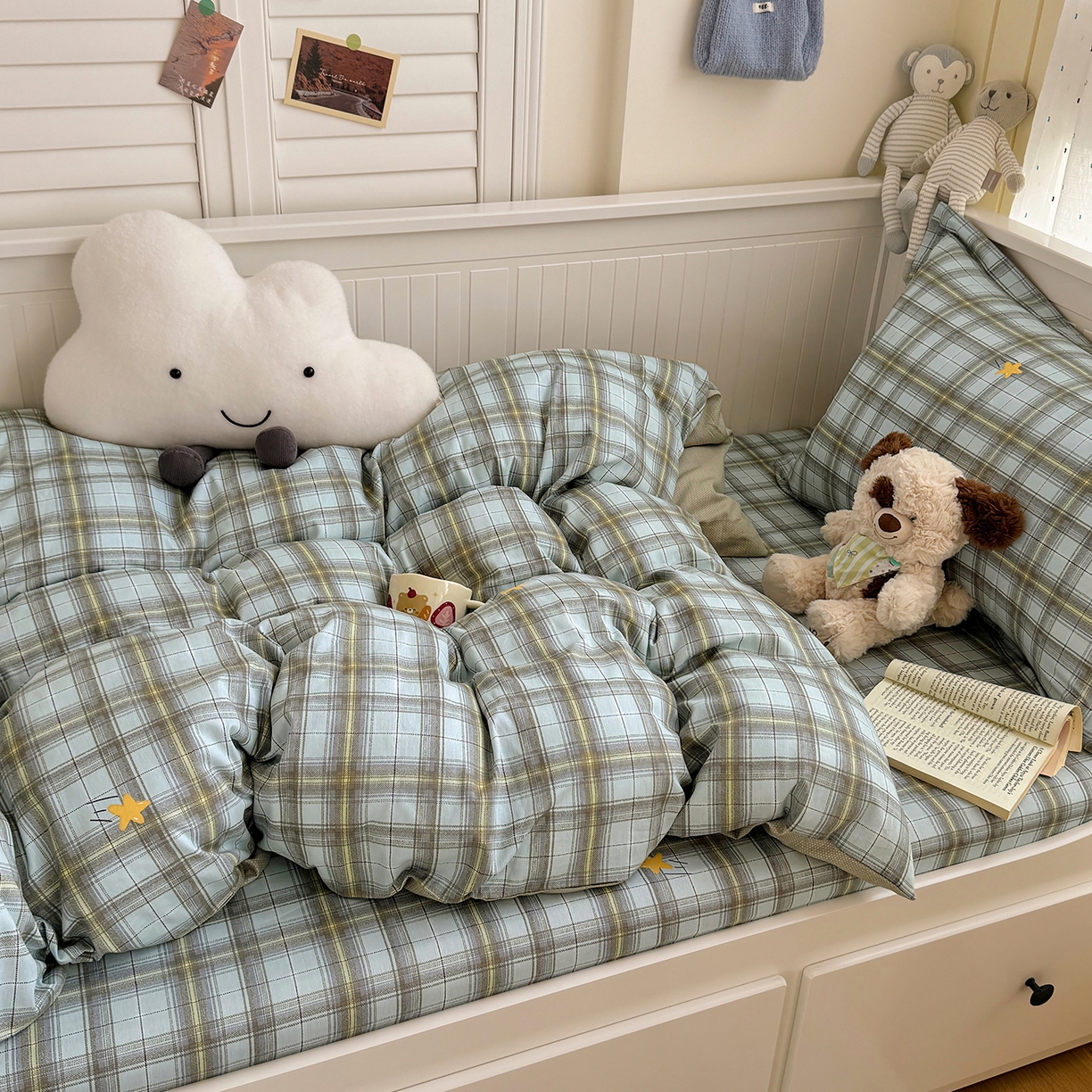 91家纺网 家纺一手货源 找家纺 尚帛 2026新款全棉品质喷气印花爆款四件套 多规格套件 单品系列-四件套学生款 闪耀的星