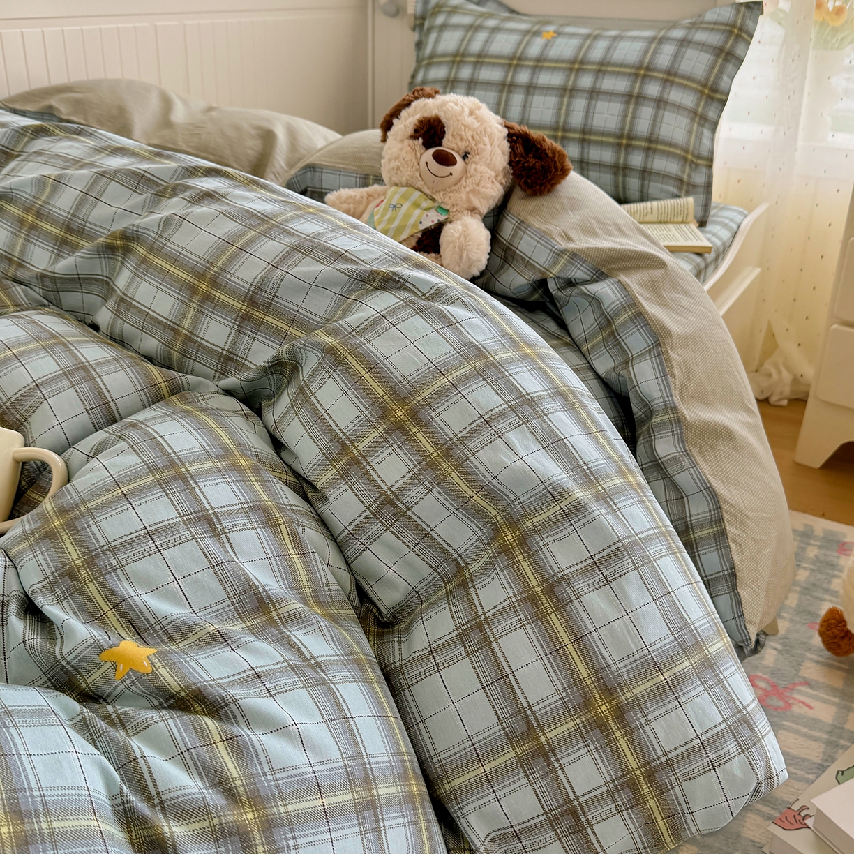 91家纺网 家纺一手货源 找家纺 尚帛 2026新款全棉品质喷气印花爆款四件套 多规格套件 单品系列-四件套学生款 闪耀的星