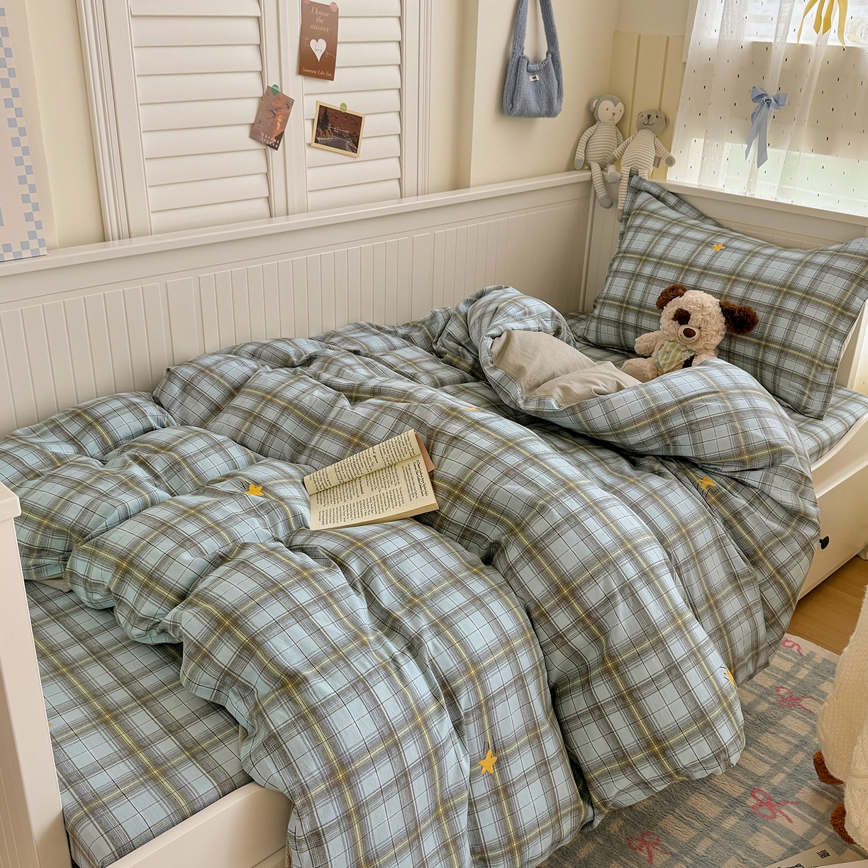 91家纺网 家纺一手货源 找家纺 尚帛 2026新款全棉品质喷气印花爆款四件套 多规格套件 单品系列-四件套学生款 闪耀的星