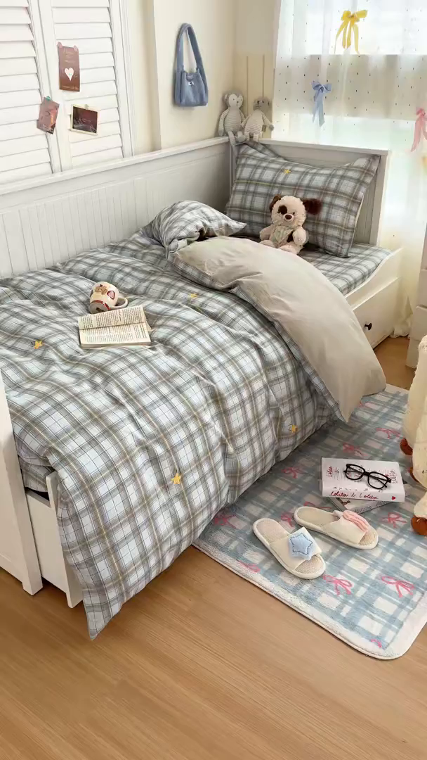 91家纺网 家纺一手货源 找家纺 尚帛 2026新款全棉品质喷气印花爆款四件套 多规格套件 单品系列-四件套学生款 闪耀的星