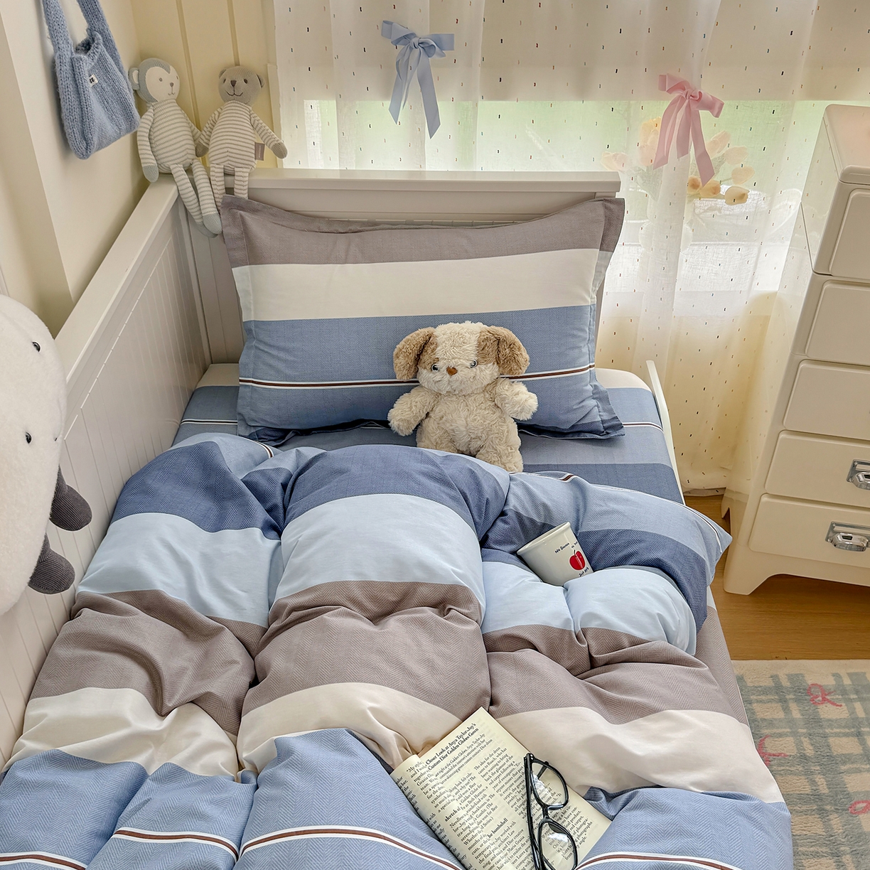 91家纺网 家纺一手货源 找家纺 尚帛 2026新款全棉品质喷气印花爆款四件套 多规格套件 单品系列-四件套学生款 时尚慕斯