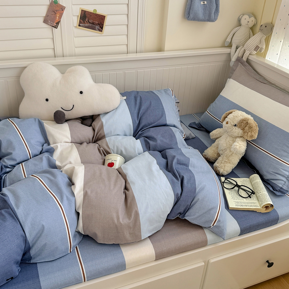 91家纺网 家纺一手货源 找家纺 尚帛 2026新款全棉品质喷气印花爆款四件套 多规格套件 单品系列-四件套学生款 时尚慕斯